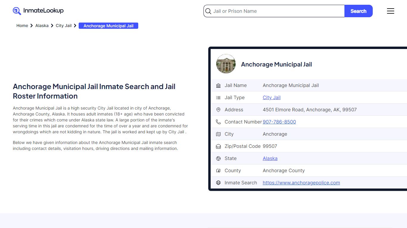 Anchorage Municipal Jail Inmate Search - Anchorage Alaska - Inmate Lookup